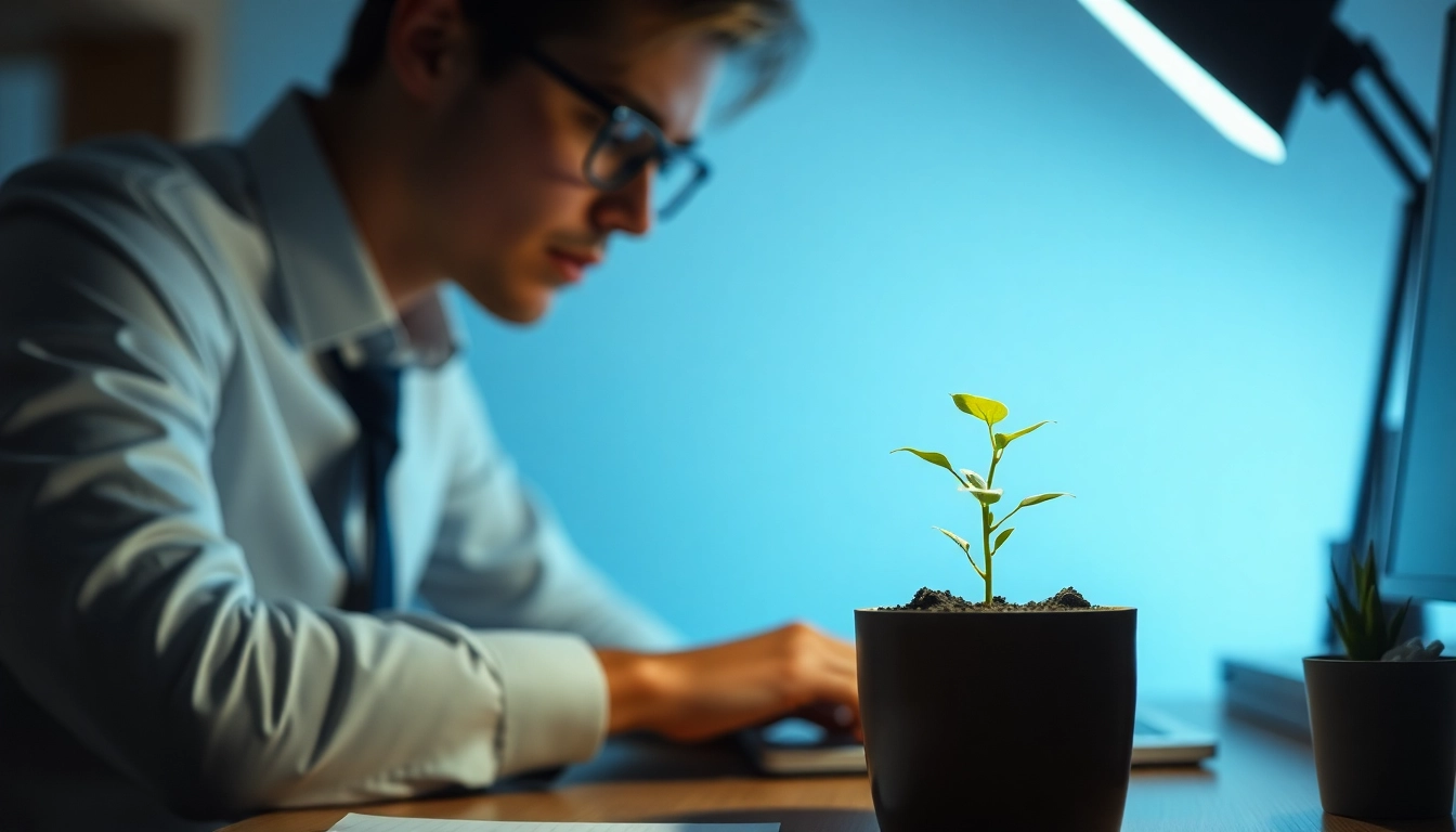 자신의 미래 커리어 성장을 위해 복지포인트라는 씨앗을 심는 청년의 모습을 형상화한 이미지