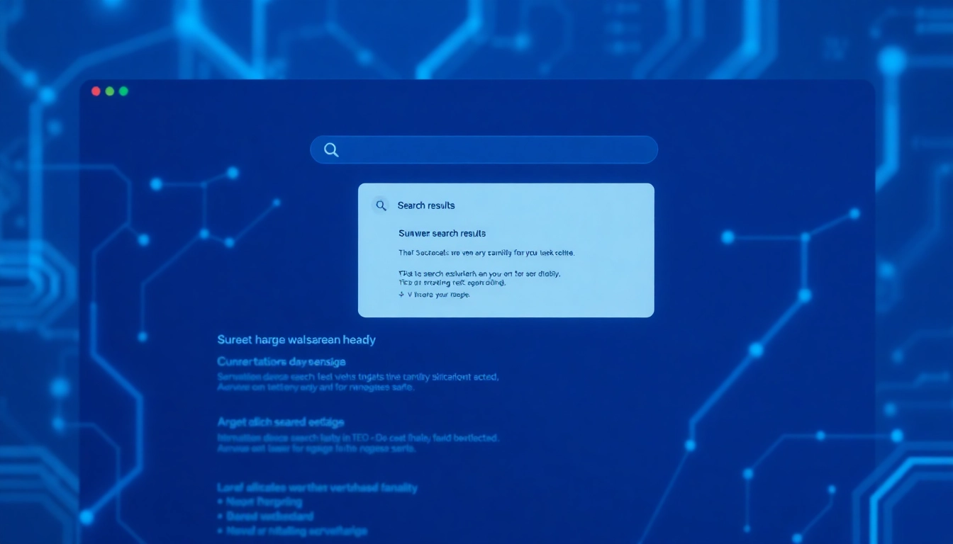 AI 개요와 제로 클릭 검색을 나타내는 미래지향적 AI 검색 결과 요약 화면