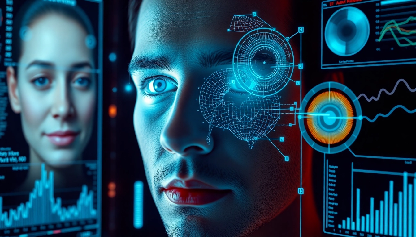 AI 인터페이스가 사람의 표정, 목소리 톤, 시선 데이터를 분석하는 모습