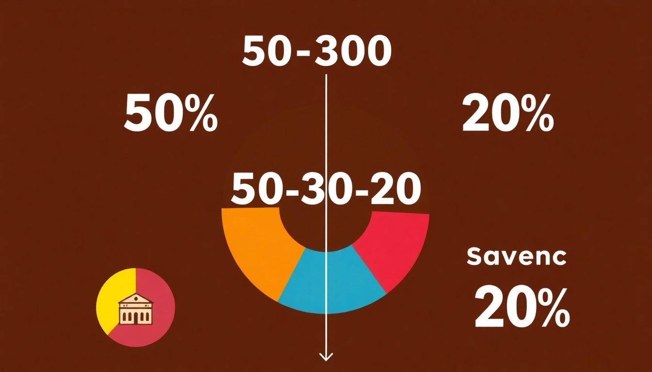 월급 관리의 황금 비율 50 30 20 법칙을 나타내는 인포그래픽 이미지