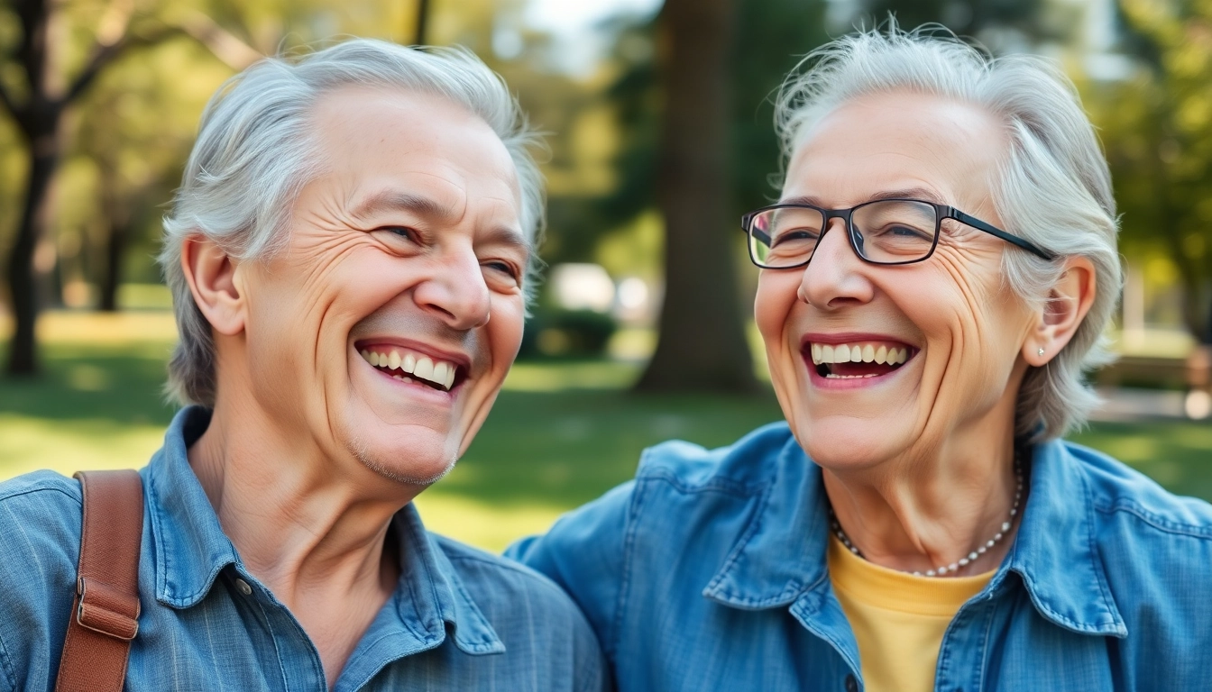 건강한 잇몸으로 웃는 50대 커플, 노후 생활