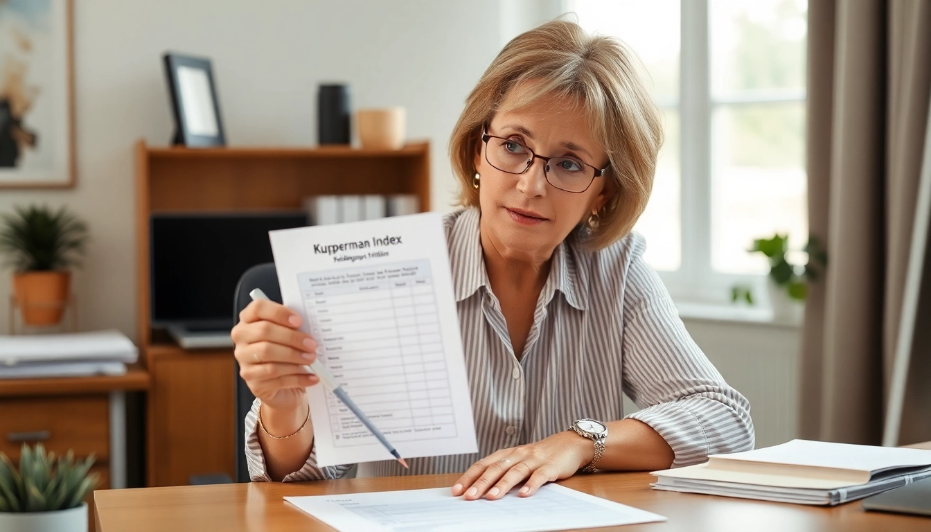 쿠퍼만 지수 갱년기 자가진단표 작성 중인 여성