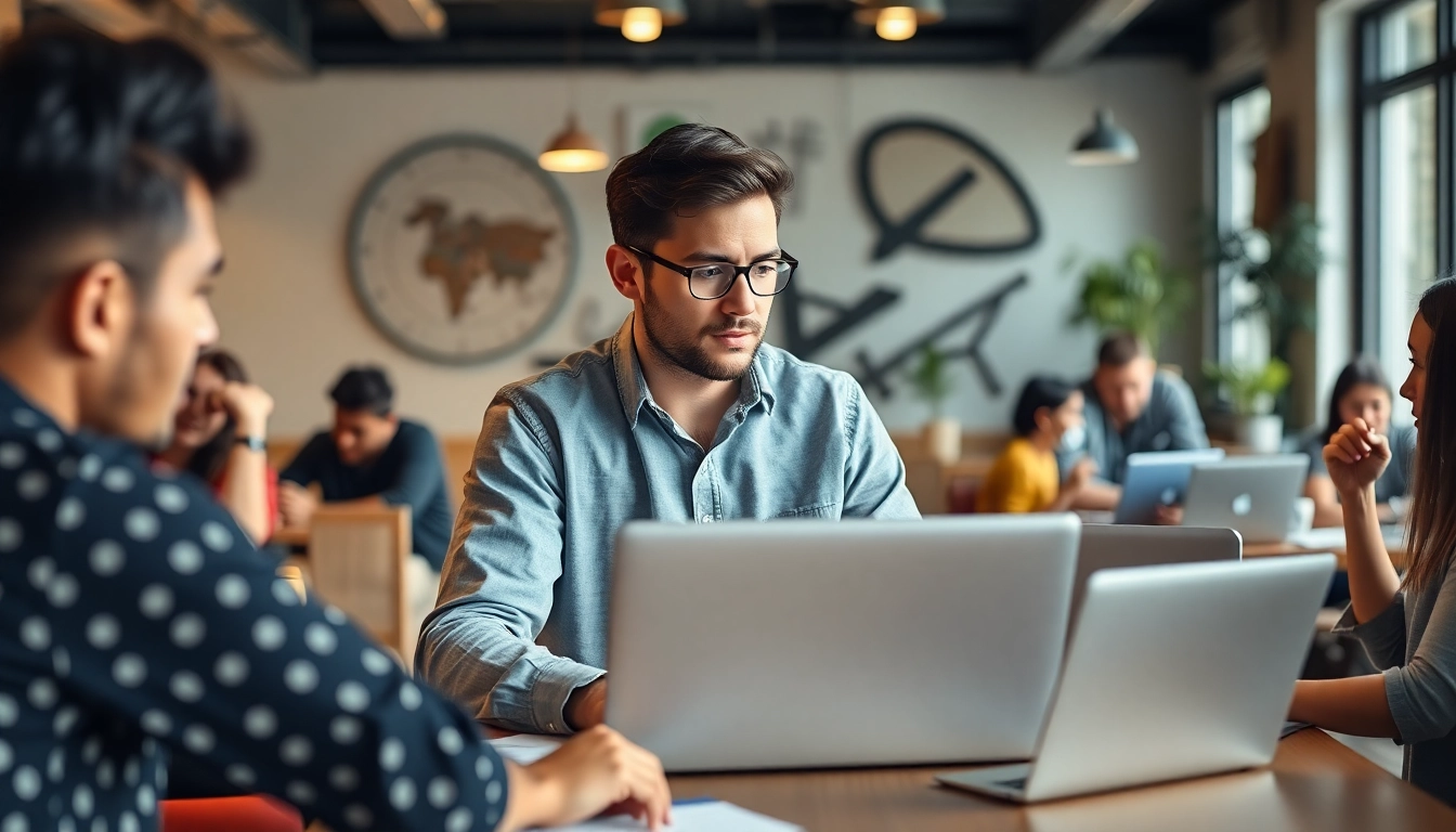 2025년 자영업 알바 채용 트렌드를 분석하는 사장님과 다재다능한 알바생들