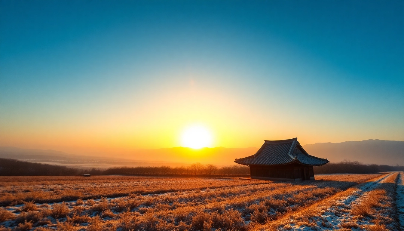 태양이 떠오르는 동지의 희망찬 아침 풍경