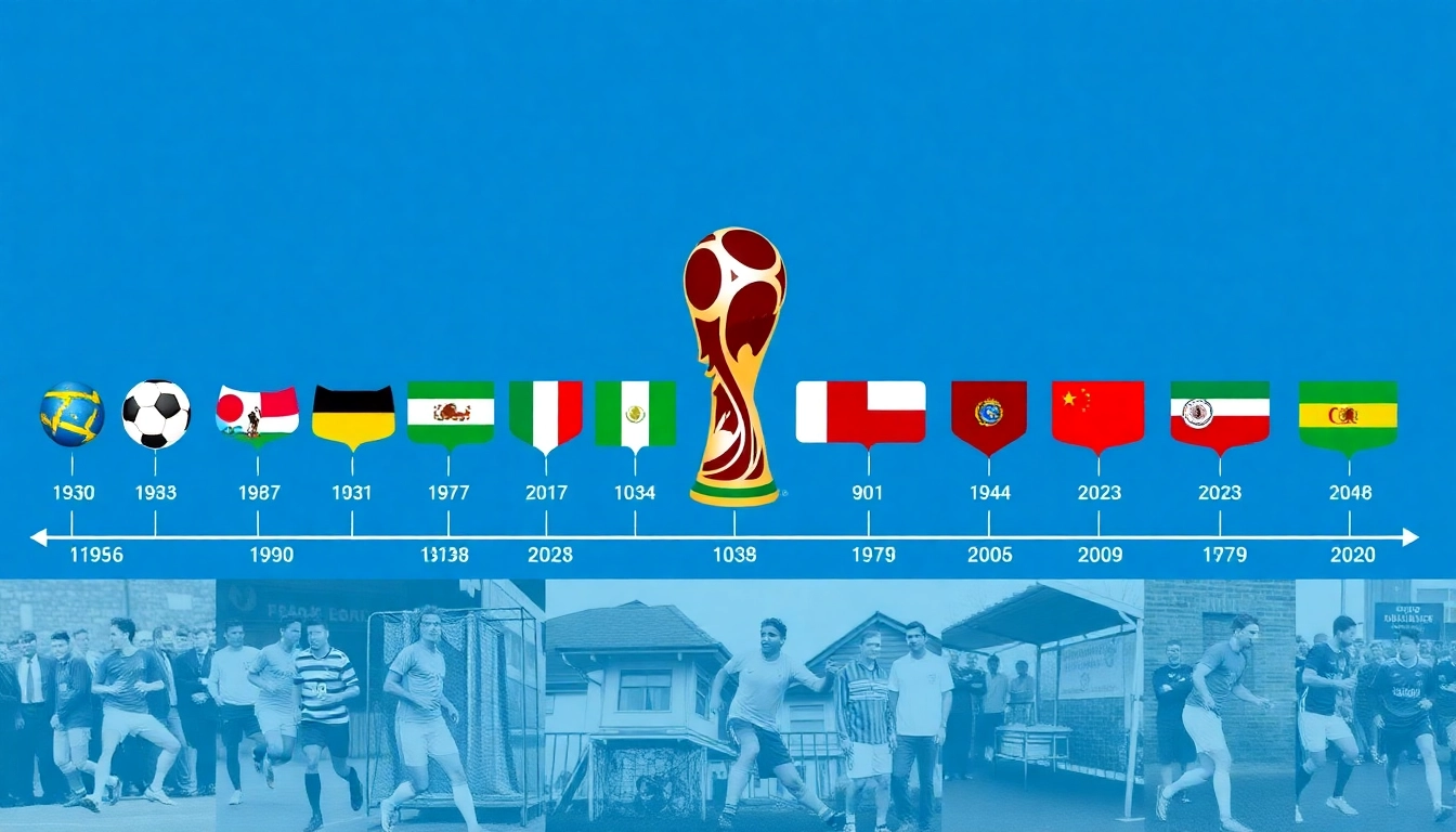 FIFA 월드컵 참가국 수 변화를 보여주는 역사 타임라인 그래픽