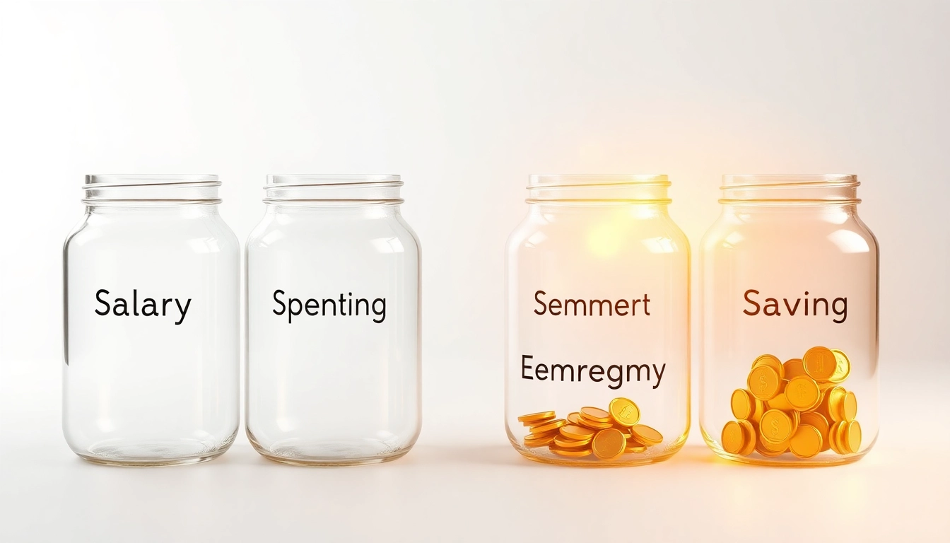 월급 소비 비상금 저축으로 나뉜 4개의 통장에 돈이 자동으로 이체되는 것을 형상화한 이미지