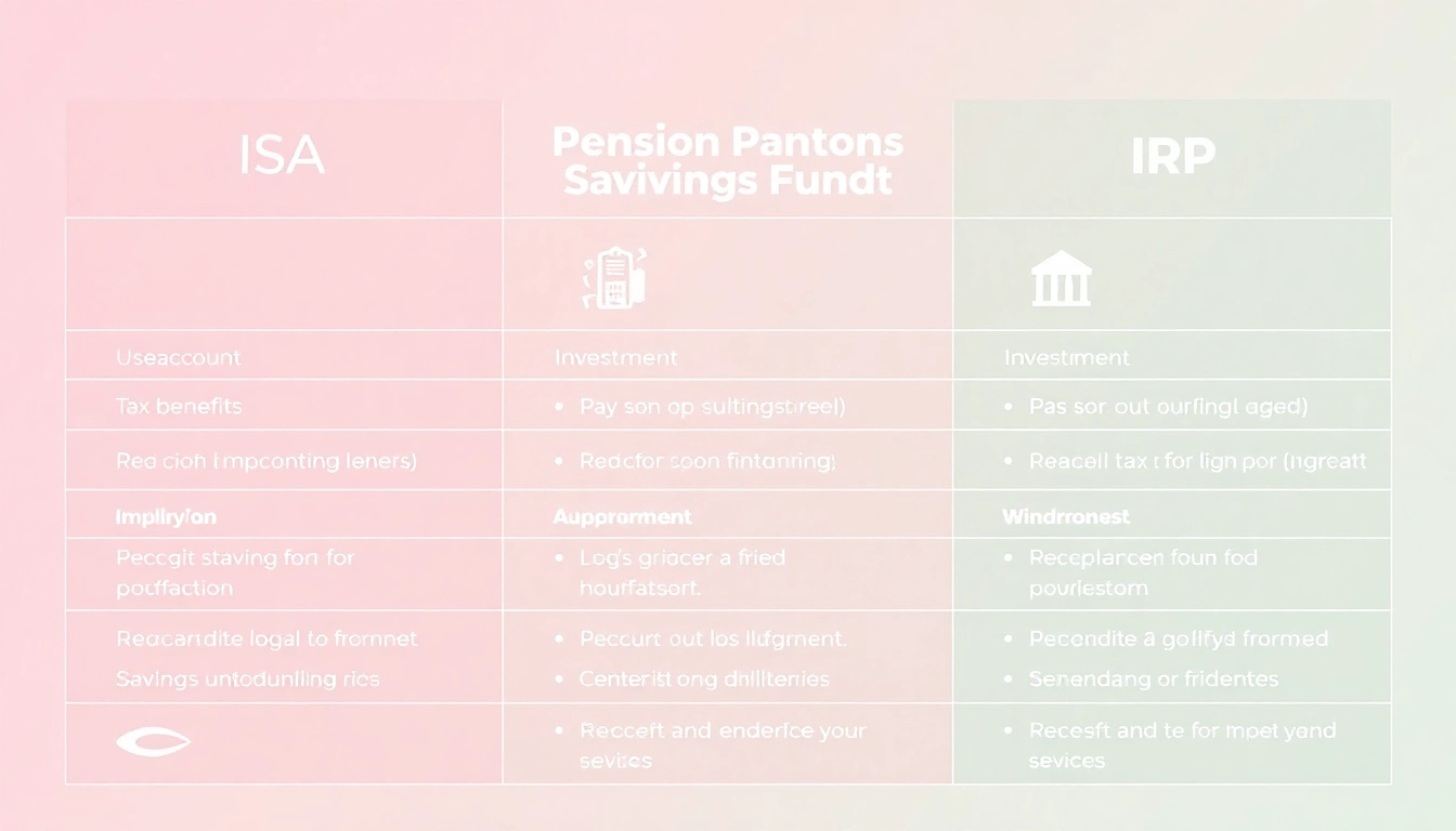 ISA, 연금저축펀드, IRP 계좌 비교 테이블 그래픽