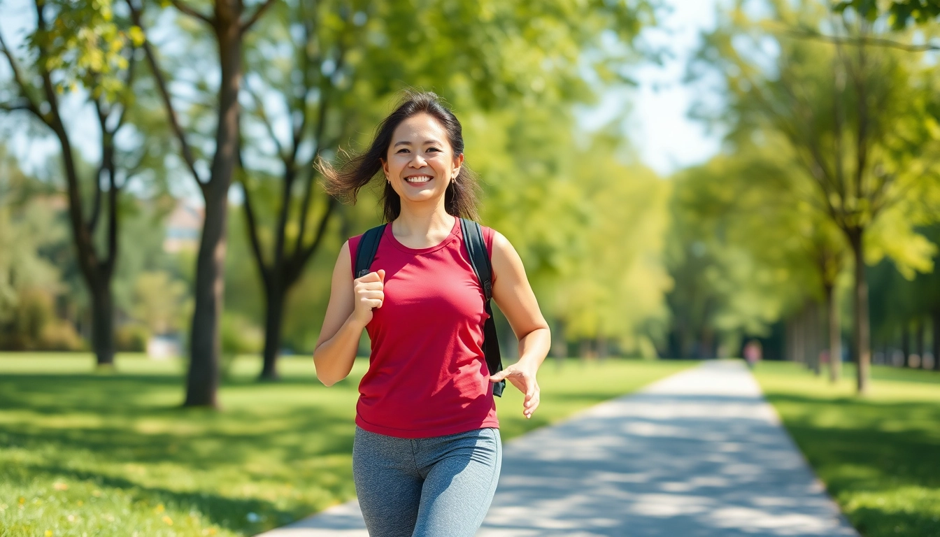갱년기 극복을 위한 규칙적인 운동하는 여성