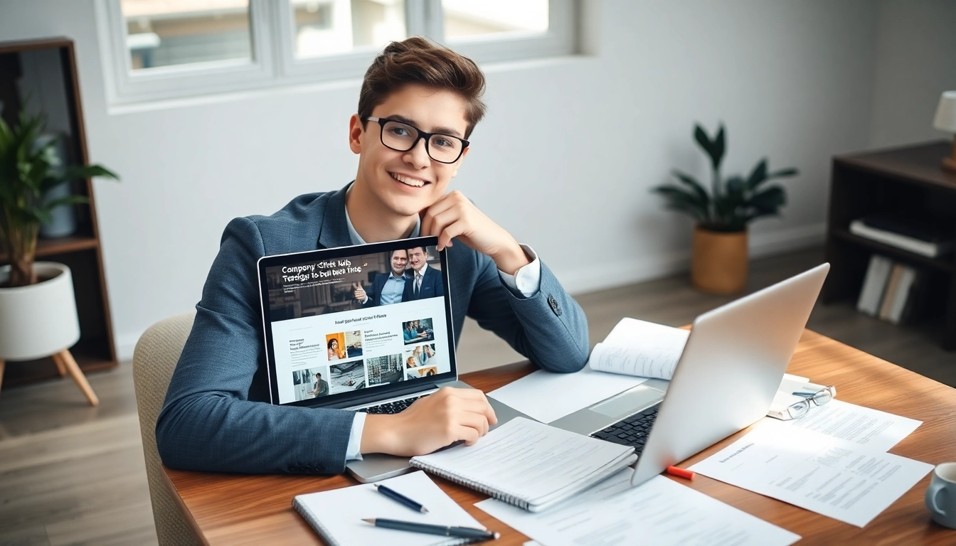 면접 준비를 하는 자신감 있는 젊은 직장인의 모습, 노트와 전략 계획이 함께 놓여 있음