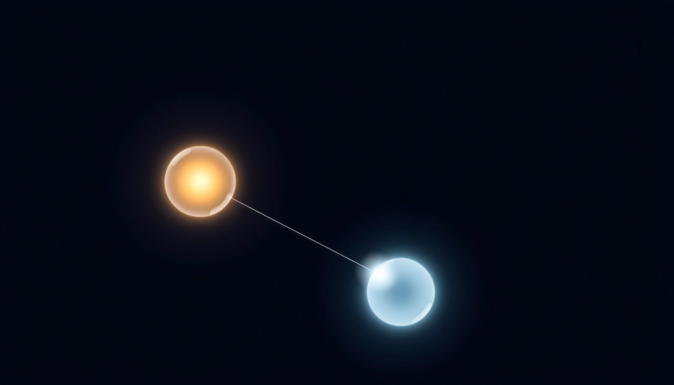 큐비트의 중첩과 양자 얽힘 원리를 시각적으로 설명하는 다이어그램