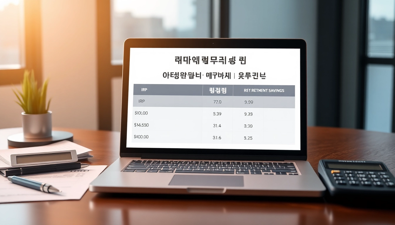 IRP와 연금저축의 연말정산 세액공제 비교 차트를 보여주는 사무실 책상 사진