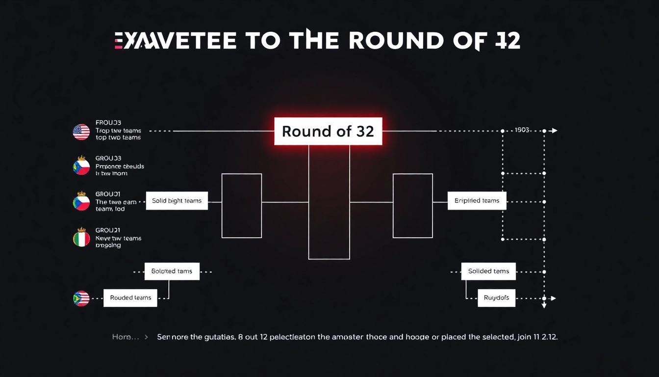 조 3위도 32강에 진출할 수 있는 복잡한 토너먼트 진출 방식을 시각적으로 설명하는 다이어그램