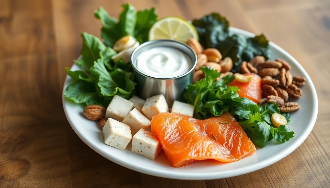 갱년기에 좋은 음식 구성된 건강한 식사