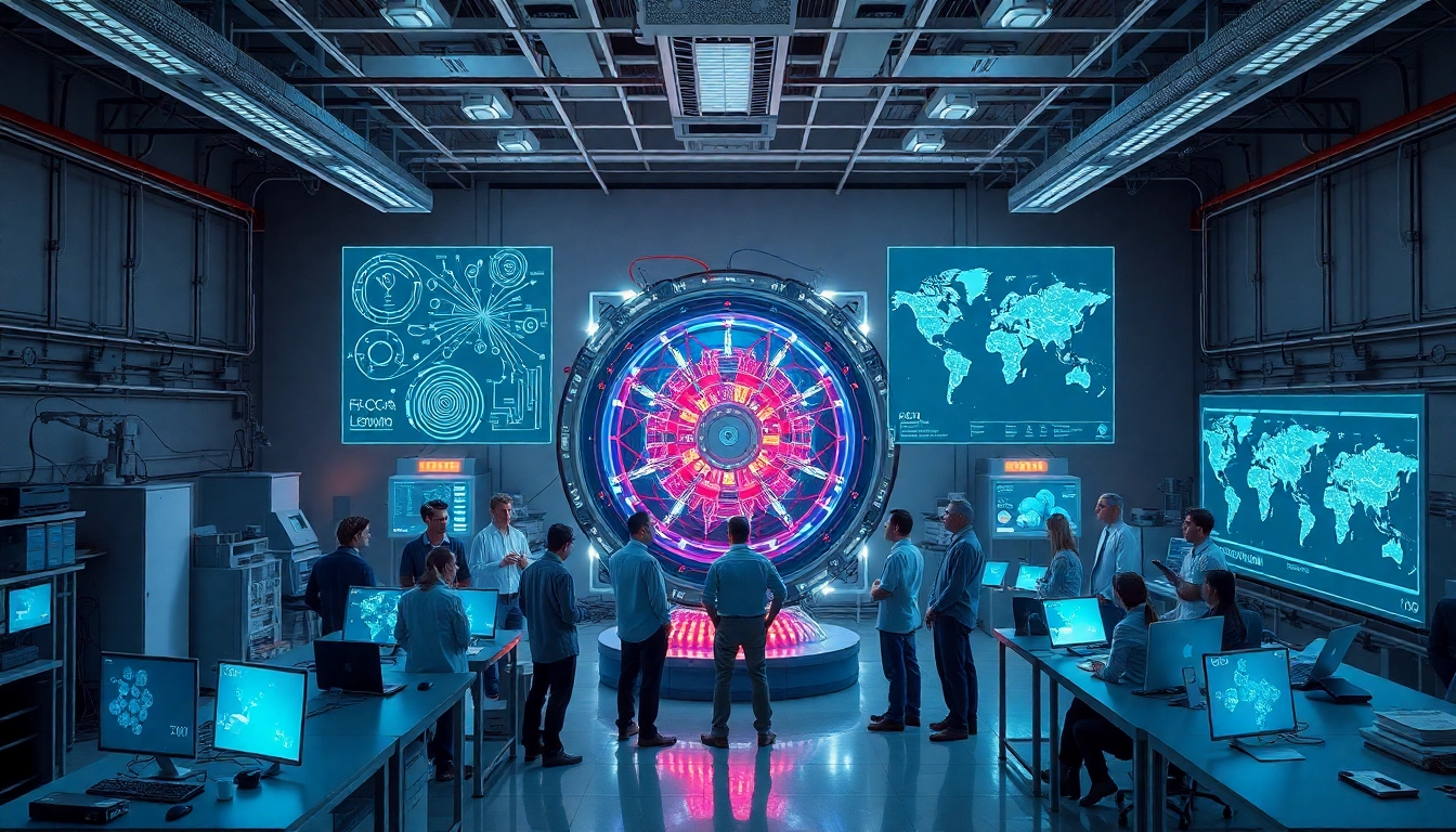 IBM, 구글 등 글로벌 빅테크 기업들이 경쟁하는 양자 기술 산업 동향을 보여주는 미래형 연구소 이미지.