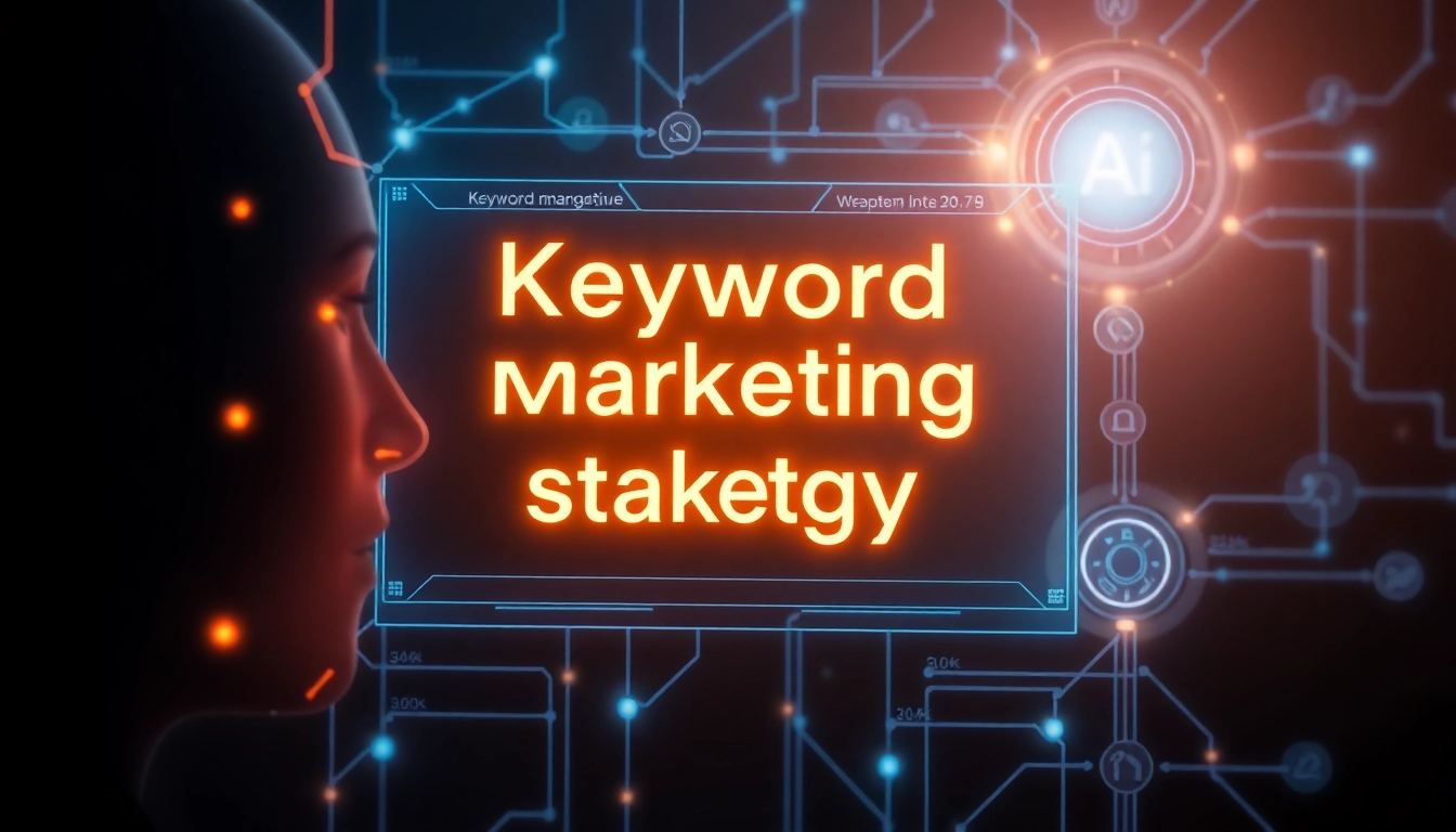 AI 기술과 인간 감성이 조화를 이루는 키워드 마케팅 전략을 시각화한 이미지