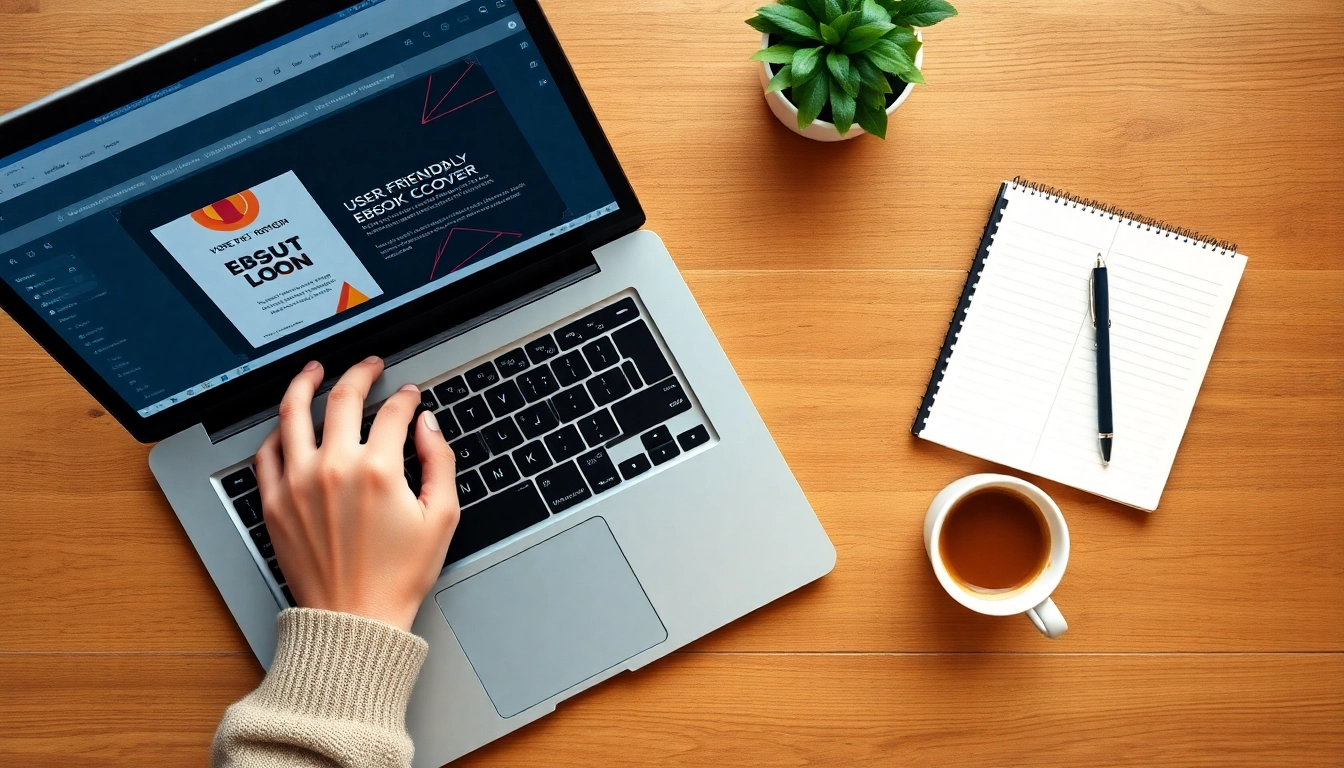 노트북을 이용해 전자책 표지를 디자인하며 자신만의 지식 콘텐츠를 만드는 모습.