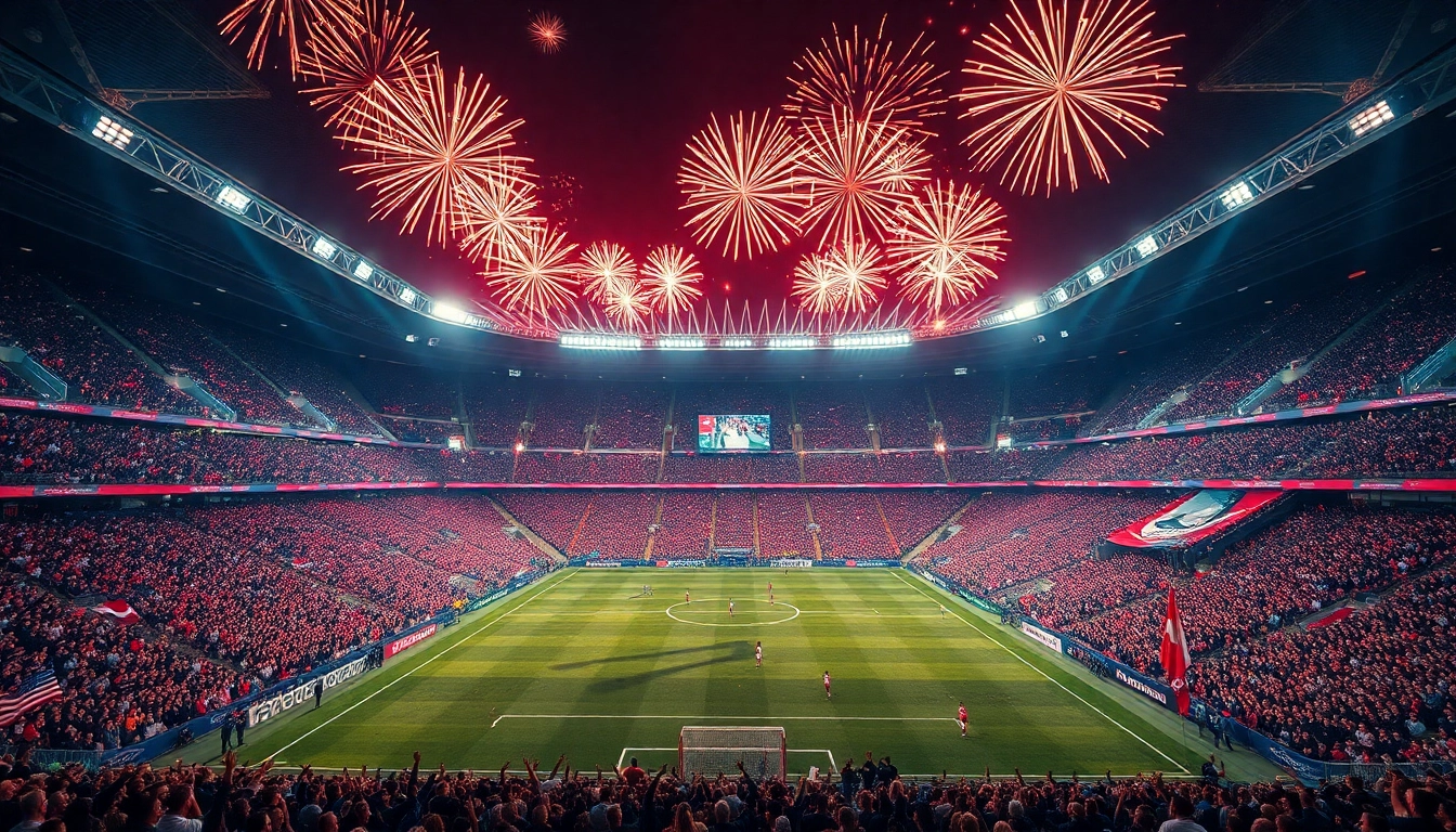 2026 FIFA 월드컵의 웅장함을 표현한 대형 축구 경기장과 열광하는 관중들