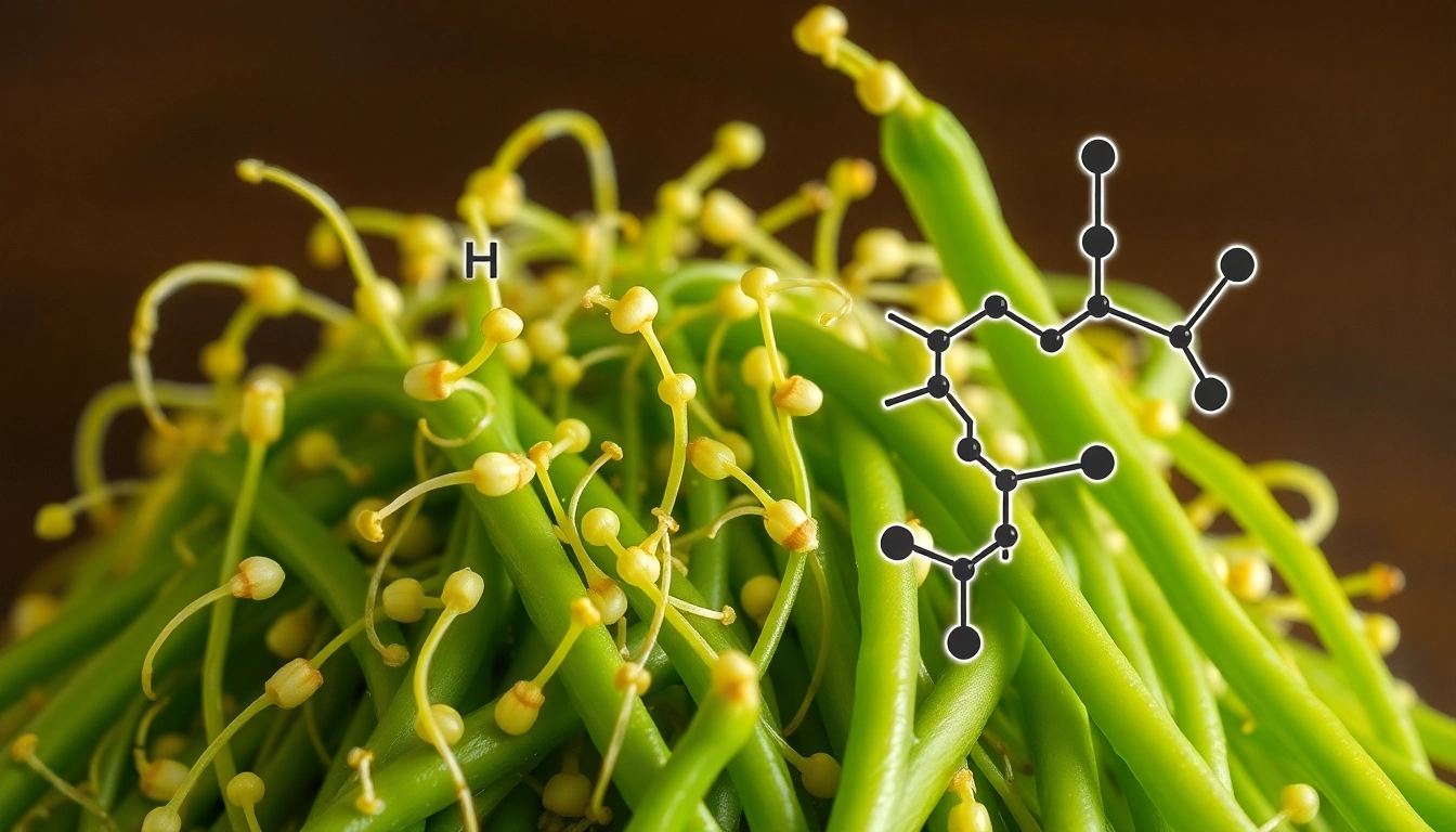 콩나물과 아스파라긴산 분자 구조를 표현한 콩나물 이미지
