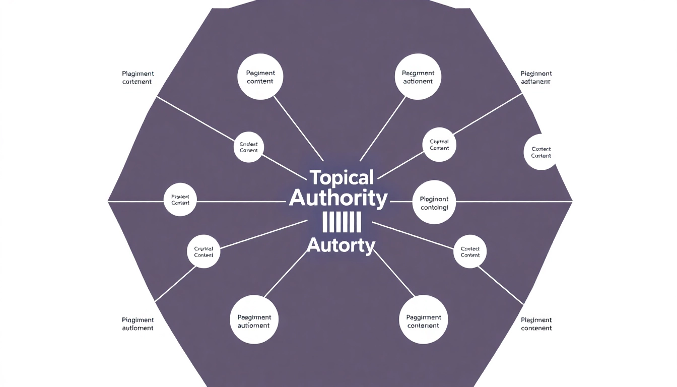 주제 권위 개념을 나타내는 필러 콘텐츠와 클러스터 콘텐츠 구조 네트워크 다이어그램