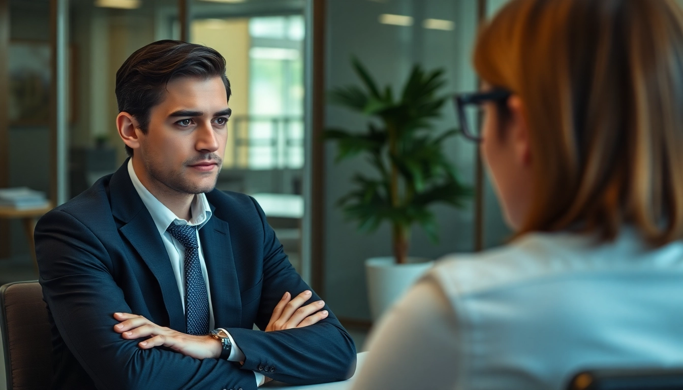압박 면접 스트레스 상황에서 평정심을 유지하며 면접에 임하는 지원자와 면접관의 모습