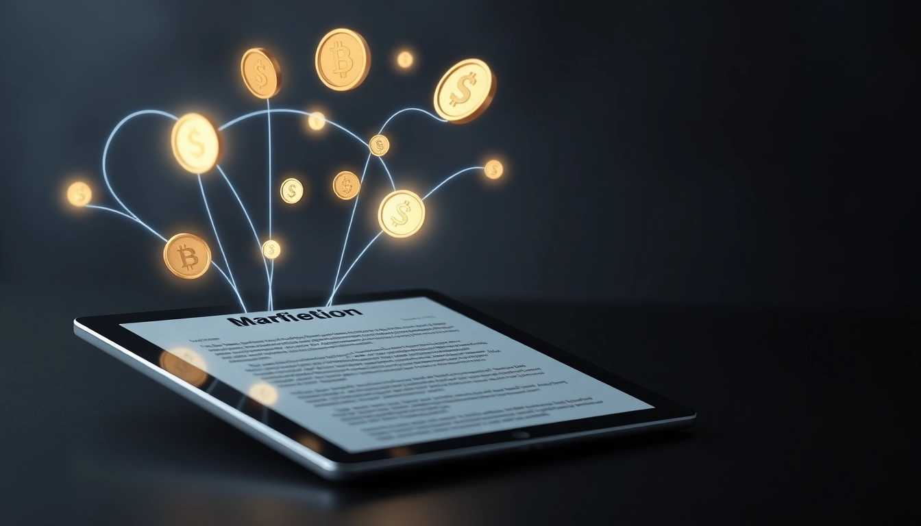 블로그 콘텐츠의 링크에서 수익이 자동으로 창출되는 것을 시각적으로 표현한 제휴 마케팅 이미지.