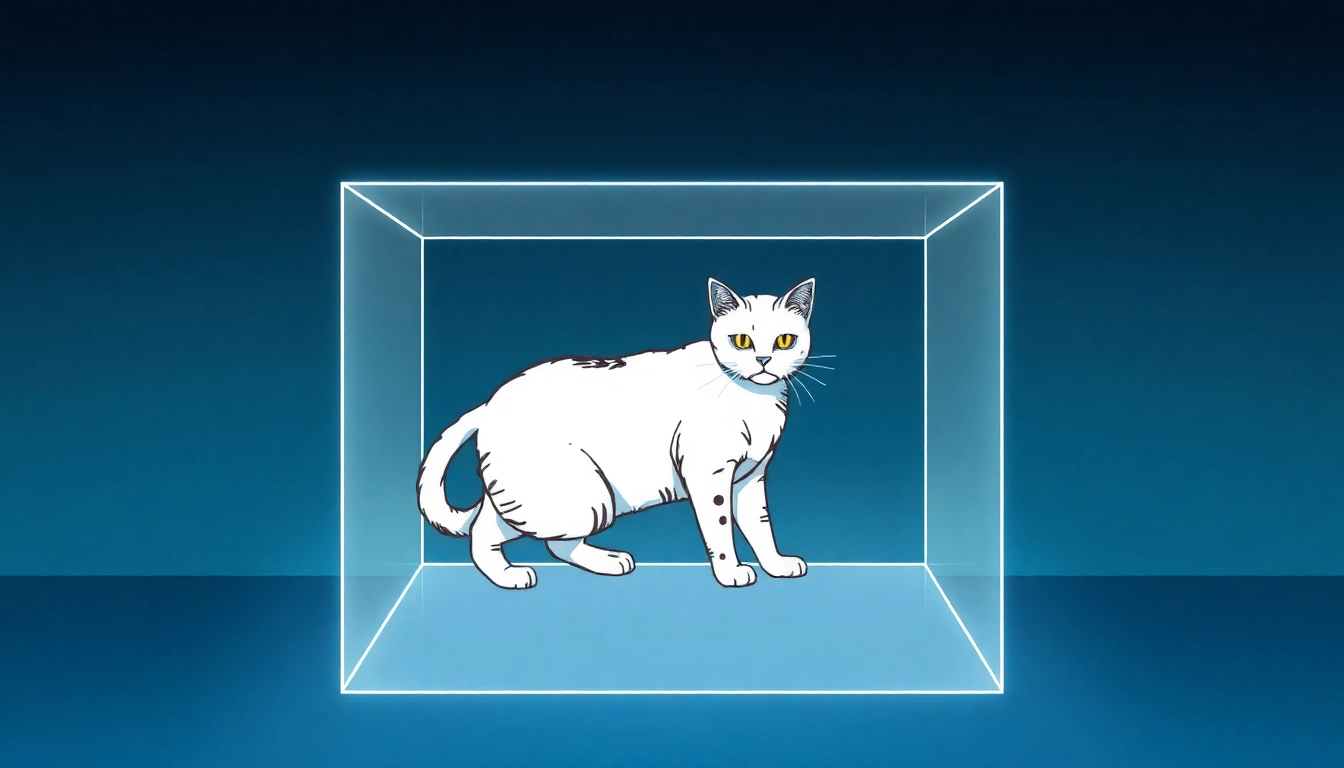 슈뢰딩거의 고양이 사고 실험을 묘사한 이미지