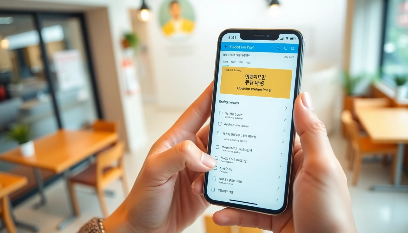 스마트폰으로 경기주거복지포털에 접속해 자신에게 맞는 주거 정책 체크리스트를 확인하는 모습