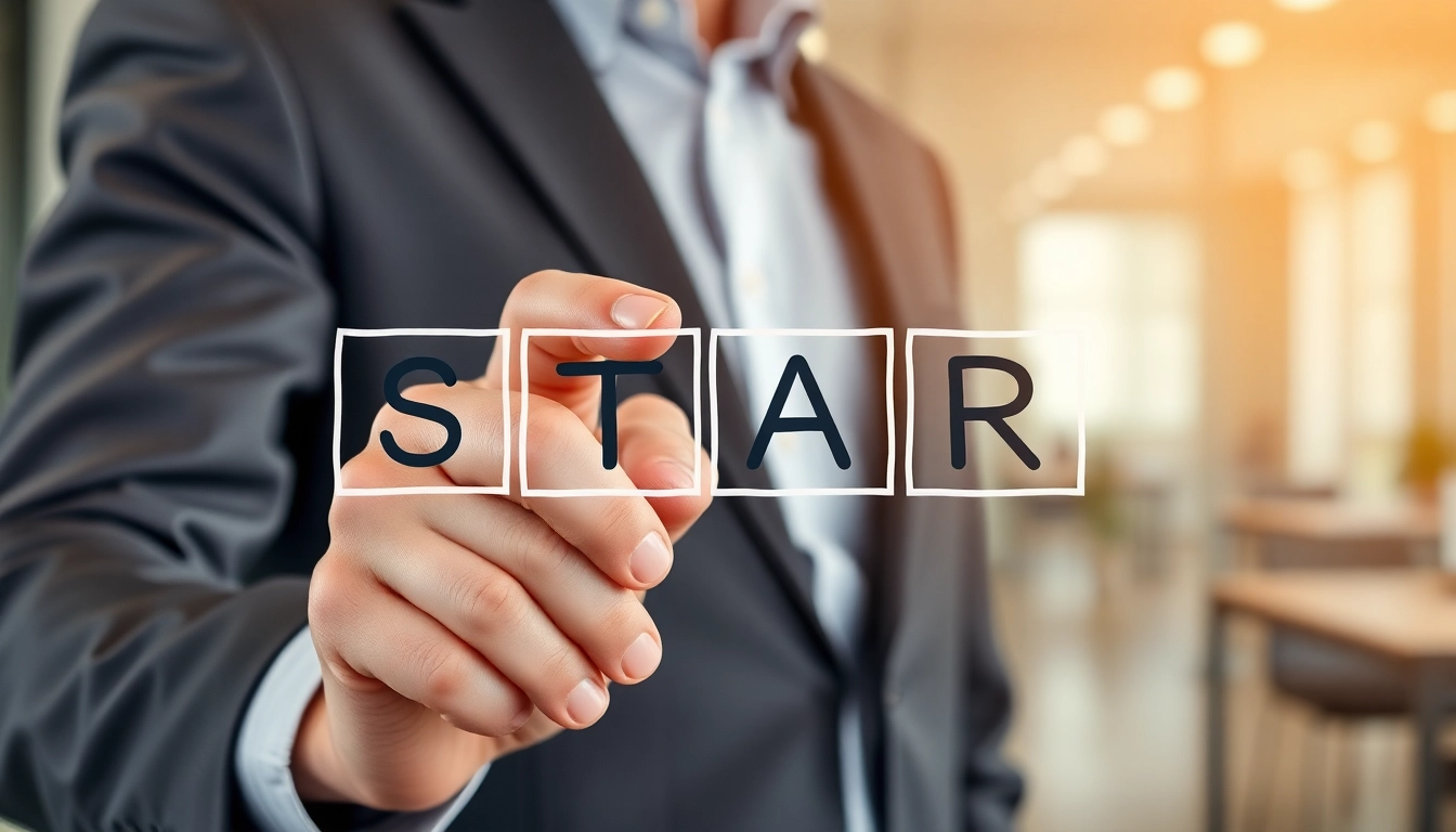 한 지원자가 자신의 경험을 구조화하기 위해 투명한 보드에 STAR 기법을 적으며 논리적으로 면접을 준비하고 있다.